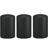 5x Zwarte cilinderkaars/stompkaars 5 x 8 cm 18 branduren - Geurloze kaarsen - Woondecoraties