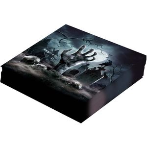 Fiestas Guirca Halloween/horror begrafenis servetten - 36x - zwart - papier - 33 cm - Tafeldecoratie