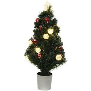 Fiber optic kerstboom/kunst kerstboom met verlichting 90 cm - Kunstbomen/kerstbomen met lampjes/lichtjes