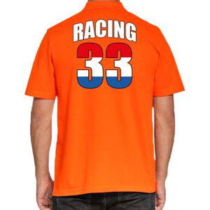 Oranje poloshirt Racing 33 supporter / race fan voor heren - race fan / race supporter / coureur supporter
