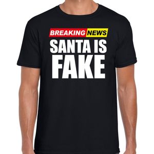 Bellatio Decorations Foute humor Kerst t-shirt - breaking news fake - heren - zwart