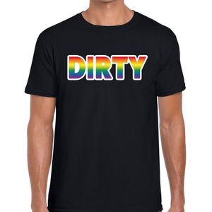 Dirty gaypride t-shirt -  regenboog t-shirt zwart voor heren - Gay pride
