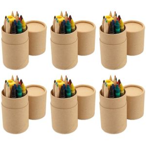 6x stuks 13-delig tekenen potloden/krijtjes setje 10 cm - Uitdeel cadeau/traktatie/weggevertje voor kinderen