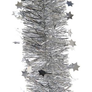 5x Kerstslingers sterren zilver 270 cm - Guirlande folie lametta - Zilveren kerstboom versieringen