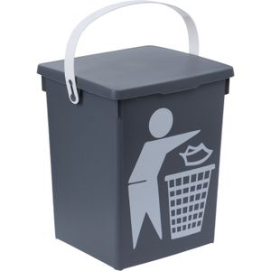 Grijze vuilnisbak/afvalbak 5 liter - Prullenbakken/vuilnisbakken/afvalbakken