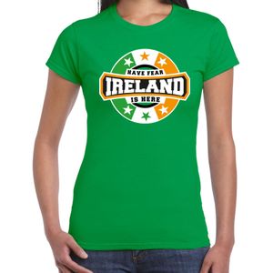 Have fear Ireland is here t-shirt met sterren embleem in de kleuren van de Ierse vlag - groen - dames - Ierland supporter / Iers elftal fan shirt / EK / WK / kleding