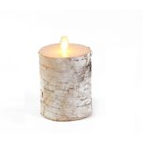 Set van 3x stuks Wit berkenhout Led kaarsen met bewegende vlam - Sfeer stompkaarsen voor binnen