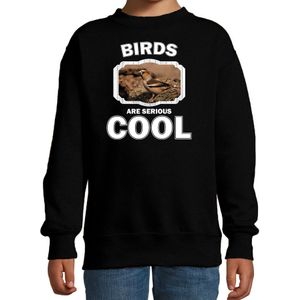 Dieren vogels sweater zwart kinderen - birds are serious cool trui jongens/ meisjes - cadeau appelvink vogel/ vogels liefhebber - kinderkleding / kleding