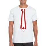 Wit t-shirt met Canadeese vlag stropdas heren - Canada supporter
