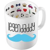 Bellatio Decorations Cadeau koffie/thee mok voor papa - blauwe snor - de beste papa - Vaderdag