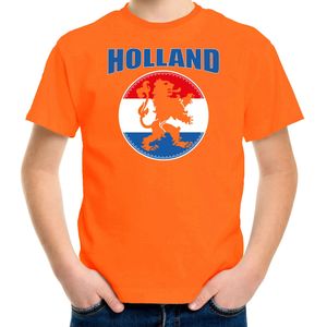 Oranje fan t-shirt voor kinderen - Holland met oranje leeuw - Nederland supporter - Koningsdag / EK / WK shirt / outfit