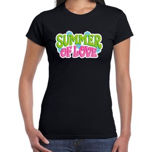 Jaren 60 Flower Power Summer Of Love verkleed shirt zwart dames - Sixties/jaren 60 kleding