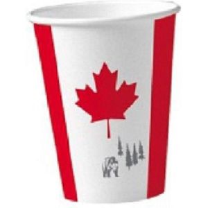 16x stuks Canada vlag kartonnen bekers 200 ml - Canadese feestartikelen/versiering