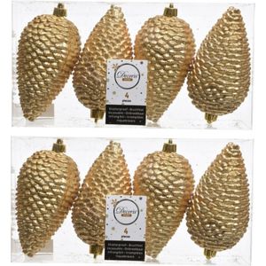 16x Gouden dennenappels kerstballen 12 cm - Glitter - Onbreekbare plastic kerstballen - Kerstboomversiering goud