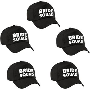 6x Zwart vrijgezellenfeest petje Bride Squad dames - Vrijgezellenfeest vrouw artikelen/ petjes
