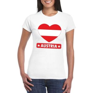 Oostenrijk t-shirt met Oostenrijkse vlag in hart wit dames