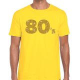 80's goud glitter tekst t-shirt geel heren - Jaren 80/ Eighties kleding