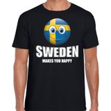 Sweden makes you happy landen t-shirt Zweden met emoticon - zwart - heren -  Zweden landen shirt met Zweedse vlag - EK / WK / Olympische spelen outfit / kleding