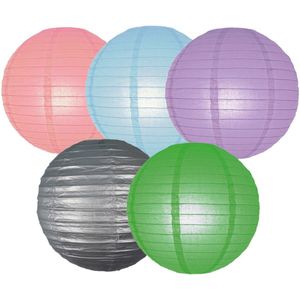 Set van 10x stuks gekleurde luxe party lampionnen dia 25 cm voor tuinfeest of BBQ - Super sfeervol