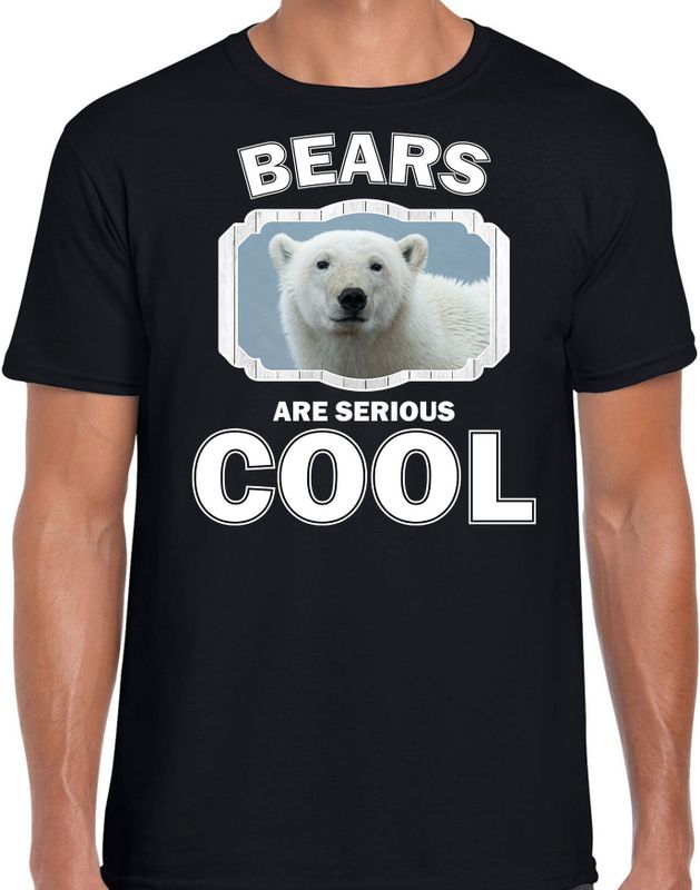 Dieren ijsberen t-shirt zwart heren - bears are serious cool shirt - cadeau t-shirt witte ijsbeer/ ijsberen liefhebber