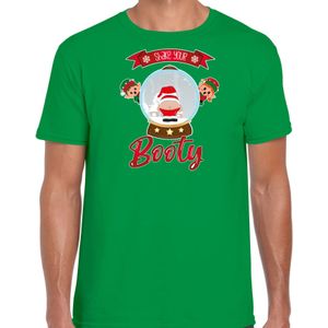 Bellatio Decorations fout kersttrui t-shirt heren - Kerstman sneeuwbol - groen - Shake Your Booty