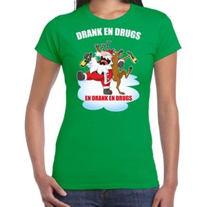 Fout Kerstshirt / Kerst t-shirt Drank en drugs groen voor dames - Kerstkleding / Christmas outfit