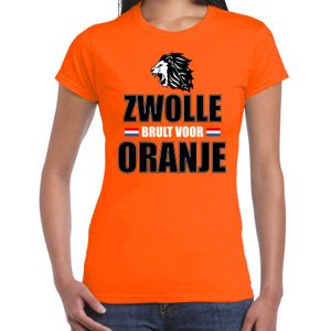 Oranje supporter t-shirt voor dames - Zwolle brult voor oranje - Nederland supporter - EK/ WK shirt / outfit