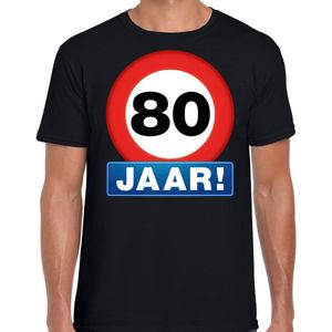 Stopbord 80 jaar verjaardag t-shirt - zwart - heren - 80e verjaardag - Happy Birthday shirts / kleding