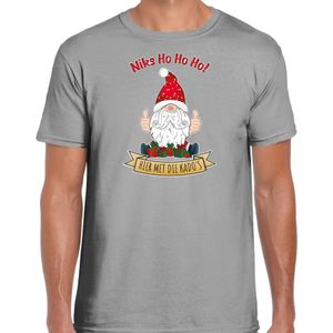 Bellatio Decorations fout kersttrui t-shirt heren - Kado Gnoom - grijs - Kerst kabouter