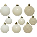 Decoris kerstballen - 30x - 4, 5 en 6 cm - kunststof - wol wit