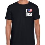 I love usa t-shirt zwart op borst voor heren - Amerika landen shirt - supporter kleding