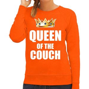 Koningsdag sweater / trui queen of the couch oranje voor dames - Woningsdag thuisblijvers / Kingsday thuis vieren