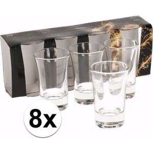 8x shotglazen / borrelglaasjes - 5 cl - glas