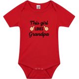 This girl loves grandpa tekst baby rompertje rood meisjes - Cadeau opa - Babykleding