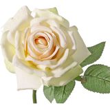 Top Art Kunstbloem Roos de luxe - 3x - creme wit - 30 cm - kunststof steel - decoratie bloemen