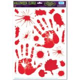 Halloween raamsticker met bloed handen - Halloween/horror decoratie/versiering