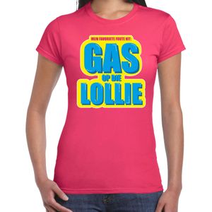 Foute party Gas op die Lollie verkleed/ carnaval t-shirt roze dames - Foute hits - Foute party outfit/ kleding