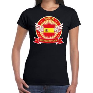 Zwart Spain drinking team t-shirt Zwart dames -  Spanje kleding