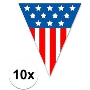 10x Vlaggenlijn/vlaggetjes USA - 5 meter - slingers