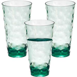Leknes Drinkglas Gloria - 1x - transparant groen - onbreekbaar kunststof - 580ml -camping/verjaardag