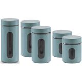 Zeller - 5x keuken voorraadpotten rvs - 3 formaten 600/900/1200 ml