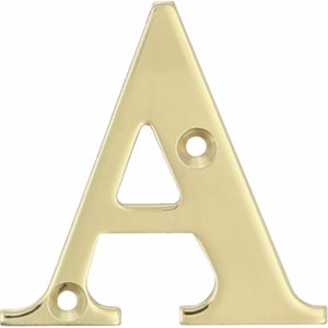 AMIG Huisnummer/letter A - massief messing - 5cm - incl. bijpassende schroeven - gepolijst - goudkleur