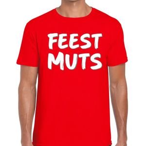 Rood fun tekst t-shirt - Feestmuts - voor heren