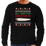 Bellatio Decorations foute Kersttrui/sweater heren - All i want for Christmas is wiet - zwart -joint