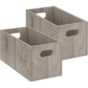 Set van 4x stuks opbergmand/kastmand 7 liter grijs/greywash van hout 31 x 15 x 15 cm - Opbergboxen - Vakkenkast manden