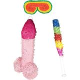 Funny Fashion - Verjaardag Pinata Penis/piemel - 46 x 30 cm - set met stok en masker