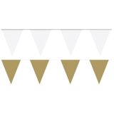 Witte/Gouden feest punt vlaggetjes pakket - 120 meter - slingers/ vlaggenlijn