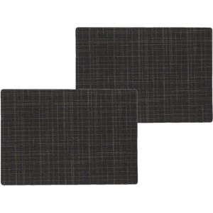 6x stuks stevige luxe Tafel placemats Liso zwart 30 x 43 cm - Met anti slip laag en Teflon coating toplaag