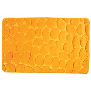 MSV Badkamerkleedje/badmat tapijt - kiezel motief - vloermat - saffraan geel - 50 x 80 cm - laagpolig