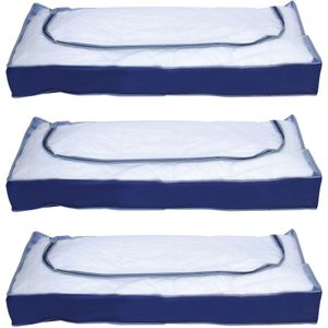 MSV opbergtas/beschermhoes beddengoed/kleding - 3x - voor onder bed - 109 x 46 x 15 cm